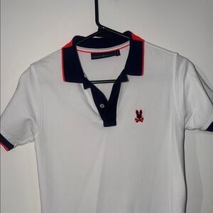 Psycho Bunny White Polo with Navy and Red Details